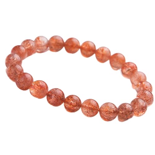 Bracelet quartz fraise naturel 8.5mm perles rondes cristal or