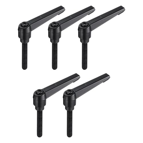 uxcell 5pcs Adjustable Clamping Lever Handle M8 x 50mm Metric Black Oxide Carbon Steel Male Threaded Stud Hand Knobs Ratchet Rotating Screw Handles Bolts with Locking Lever Black