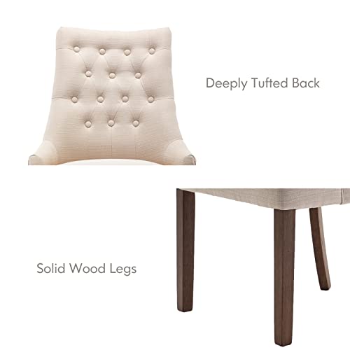 Colamy Wingback Upholstered Dining Chairs Set Of 4, Fabric Side Dining Room Chairs With Tufted Button, Living Room Chairs For Home Kitchen Resturant- Beige #TOP5