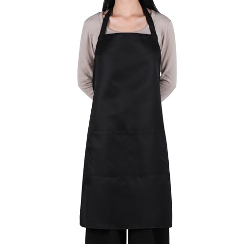 MIKI WELL Kitchen Apron Bib Chef Apron with 2 Pockets - Women Men Aprons for Home Kitchen, Cooking, Restaurant, Coffee House, Baking Gardening BBQ