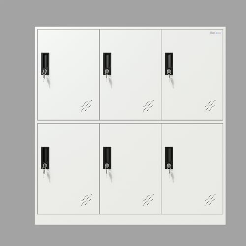 MECOLOR Schließfach für Mitarbeiter, Metallspind für Büro, Fitnessstudio-Schließfächer, abschließbares Stahl-Schloss für zu Hause … (6D, vollweiß)