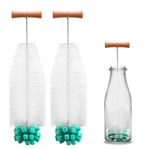 SUNNIFLY 2 x Limpia Botellas por Dentro - Compatible con Botellas de Sodastream y de Plástico Duo, Cepillo de Limpieza de Botellas de 32 cm, Botella de Limpieza de 360 °