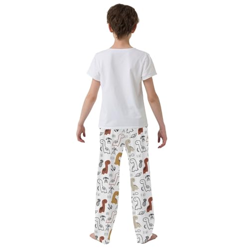 Lovely Dinosaur Roar Boys Long Pants Soft Trousers Elastic Waist Kids Lounge Bottoms with Pockets S-XL3