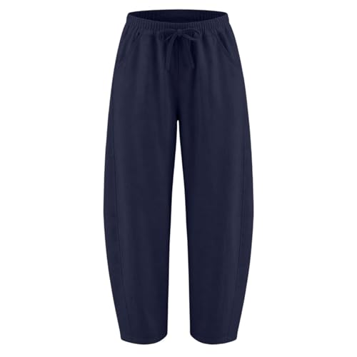 Pantalon capri en lin de qualité supérieure coupe fluide d'été