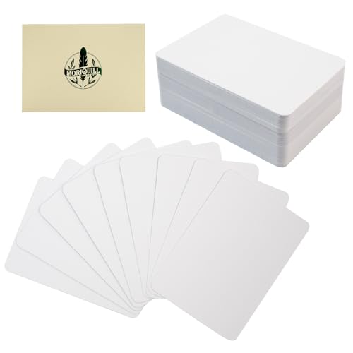 Moriquill 100 Sheets ATC Cards, White 300gsm Acid-Free Cardstock, Approx. 2.5 x 3.5 in Rounded Corner Artist Trading Cards, Double-Sided Blank for Journaling, Scrapbooking, Mixed Media & DIY Crafts
