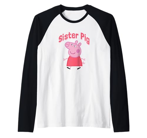 T-shirt raglan Peppa Pig pour enfant style baseball avec manches colorées assorties