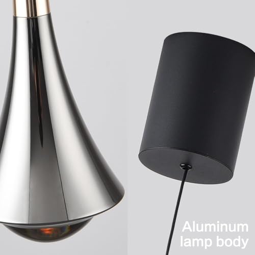 Lámpara colgante de cristal negro mid century H3TF5J para isla de cocina 3