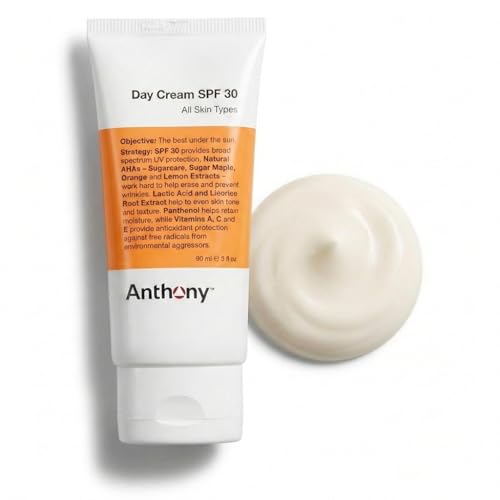 Anthony Day Cream SPF 30 Men’s Face Moisturizer with Sunscreen – Anti-aging Face Lotion and Broad-Spectrum Sunblock – Lightweight, Non-Comedogenic Formula for All Skin Types – 3 Fl Oz