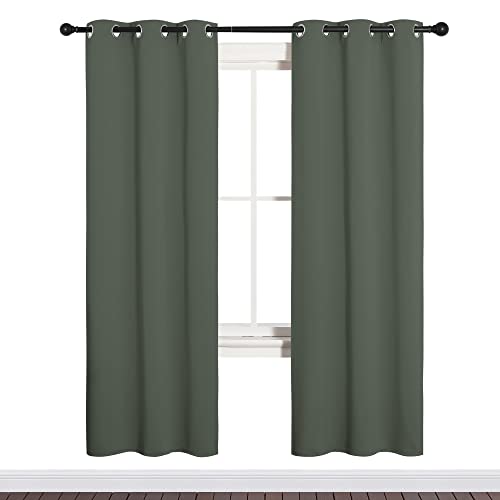 Image of NICETOWN Thermal Insulated Curtains Blackout Draperies, Window Treatment Solid Grommet Room Darkening Drape Panels for Bedroom (Dark Mallard, Set of 2, 34 by 72 inches Long)