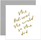 Old English Co. She Believed She Could - Tarjeta de papel de aluminio dorado, aliento para mujeres y niñas, interior en blanco y sobre incluido