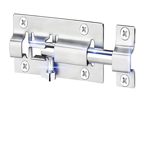 Zasuwki do drzwi, Rygle do drzwi Cylindryczny zamek przesuwny Zatrzask stalowy Stal nierdzewna 7,62 cm Wykończenie szczotkowane 12 śrub(1pc)