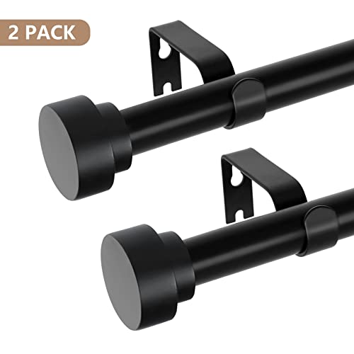 Black Curtain Rods For Windows 28 To 48 Inch(2.3-4Ft)2 Pack,1 Inch Diameter Heavy Duty Curtain Rods, Ceiling & Wall Mount Window Rods Set,Matte Black Modern Telescoping Drapery Rods For Indoor&Outdoor #TOP1