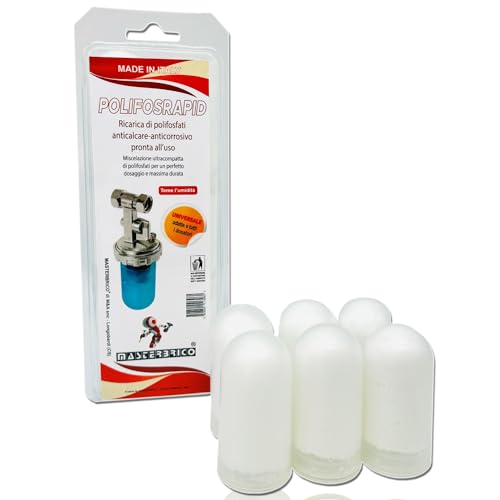 Ricarica Polifosfati per Caldaia in Polvere, 6 Pezzi - MASTERBRICO, Ricariche Polifosfati Pronte all’Uso, Anticalcare e Anticorrosione Universali, Per Tutti i Dosatori Caldaia, Lavatrice e Scaldabagno
