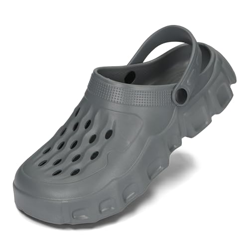 PLAME Zuecos de Jardín EVA para Hombre Zapatos de Jardín Muy Ligeros 41-46 EU (Gris, 43)