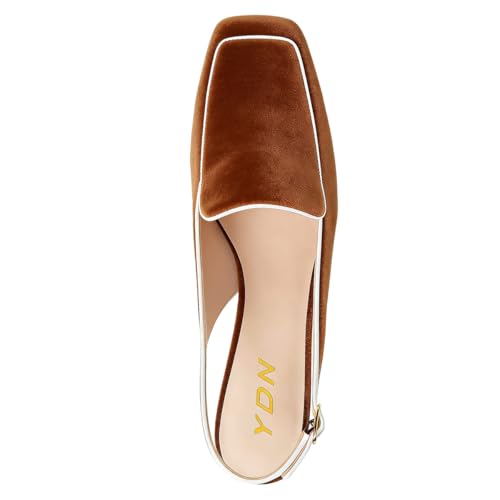 Image of YDN Women Closed Square Toe Block Low Heels Slingback Formal Loafer Dressy Shoes Office Lady Pump Size 4-15 US