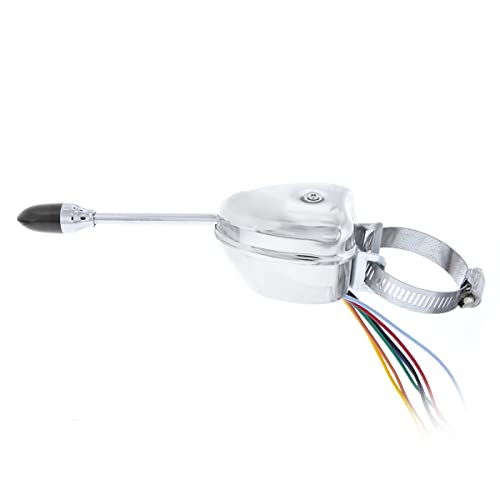 United Pacific Chrome 12V Universal Turn Signal Switch Replacement For Early Cars & Trucks, 7-Wire System, Adjustable Steering Column Clamp - 1 Unit #TOP1