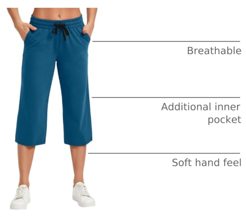 Image of SPECIALMAGIC Women Capri Pants Cotton Yoga Wide Leg Pajama Pants Capris Sweatpants Sports