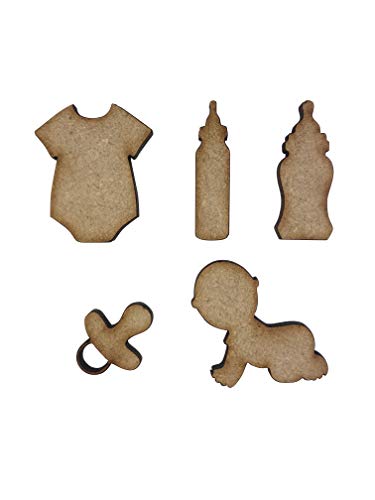 The Crafty Cow 20x Baby Dummy Bottle Vest 3cm Wood Craft Embelishments Laser Cut Shape MDF