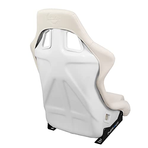 Nrg Innovations Frp-302Wt-V Universal Vinyl Fixed Back Bucket Racing Seat With Bottom Mount Bracket, Size L,White #TOP5