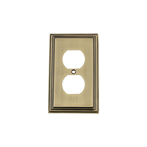 Nostalgic Warehouse 719740 Deco Switch Plate With Outlet, Antique Brass #TOP19