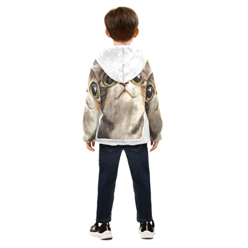 Cute Kitty Girls Fleece Jacket Girls Fall Jacket Girls Zip Up Hoodie Girls Sherpa Jacket 2-10T4