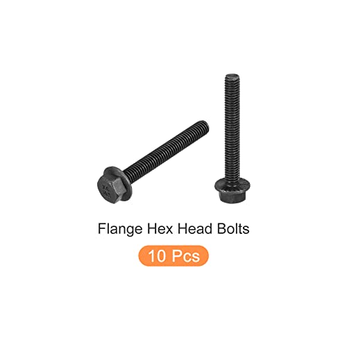 Image of METALLIXITY Flanged Hex Head Bolts (M6x45mm) 10pcs, Hexagon Serrated Flange Bolt Half Thread Screw - for House Construction Hardware Fasteners
