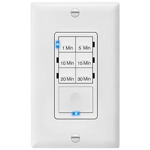 Enerlites Bathroom Timer Countdown Switch, Het06A-R | In-Wall Electrical Timer For Fans, Electrical Outlets, Indoor And Outdoor Lights,With On/Off Switch | White - 5 Pack #TOP7
