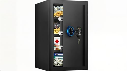 [23.6" Tall] Extra Large Safe for Home Use, Digital Home Safes with Programmable Keypad, Spare Keys and Alarm System, Anti-Theft Security Safes for Home Office
