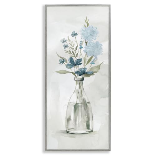 Cornflowers Glass Jug Floral Bouquet, 10 x 24 Inch Framed Giclée Print