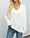 QUALFORT Damen Pullover 100% Baumwolle Leichter Langärmeliger Basic Strickpullover Weiß L