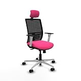 Piqueras y Crespo - Silla Computador Rosada Yunquera con Reposabrazos Blancos y Negros, Apoyo Lumbar Regulable en Altura y Cabecero Regulable en Altura. Negro/Rosa