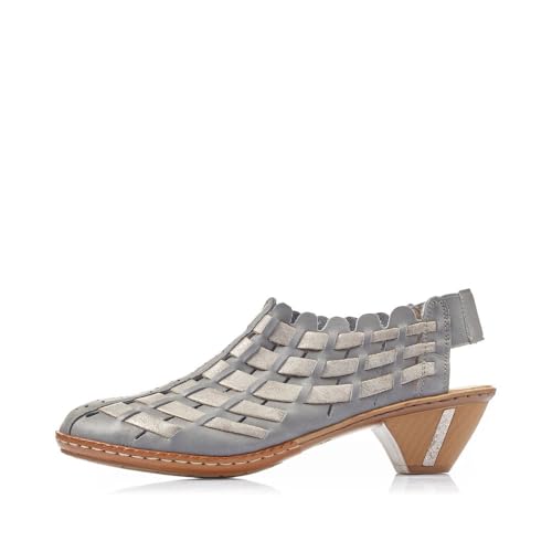 Image of Rieker 46778 Sina Women's Heels - Sling-Backs, Leather Upper, Hand-Woven Design, Anti-Stress Comfort, Flexible Sole, Secure Fit, and Timeless Everyday Style