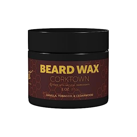 Detroit Grooming Co. Beard Wax – All-Natural, Strong Hold with Sweet Almond & Sunflower Oil, Vitamin E – Corktown Scent (Vanilla, Tobacco, Cedarwood) – 2oz Cover