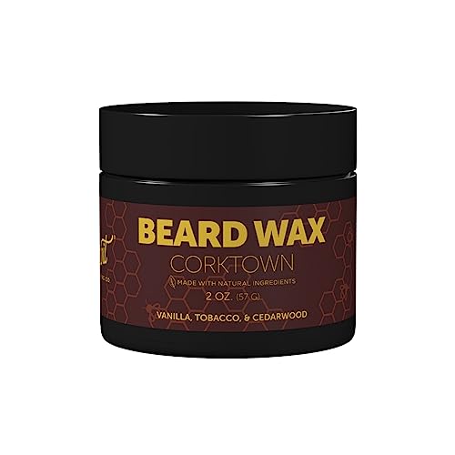 Detroit Grooming Co. Beard Wax – All-Natural, Strong Hold with Sweet Almond & Sunflower Oil, Vitamin E – Corktown Scent (Vanilla, Tobacco, Cedarwood) – 2oz