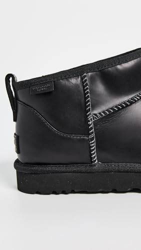 UGG Bottes classiques ultra mini en cuir Regen pour homme, noir, 44 EU
