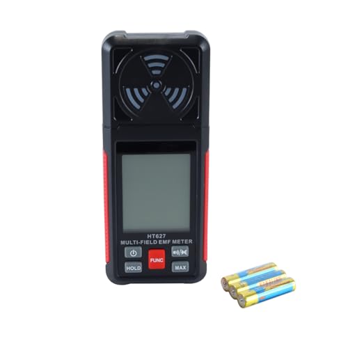 Fasizi Detector de rayos EMF 3 en 1 con retención de datos, para la detección de campos eléctricos, magnéticos y de radiofrecuencia (Rojo)