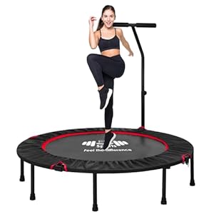 FK Sports 40″/48″ Foldable Fitness Mini Trampoline, Rebounder for Adults, Indoor With Adjustable Handle for Body Exercise Workout, Max Load-140KG
