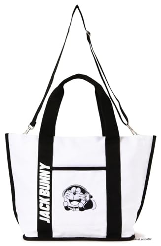 未使用美品　ジャックバニー　大容量　ゴルフ　トートバック　肩掛け可　黒　刺繍ロゴ 超美品】ジャックバニー ブックトートバッグ 黒×白 ロゴ刺しゅう