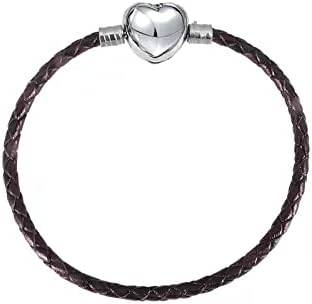 KunBead Jewelry Heart Clasp Leather Charm Bracelets for Women Girls Charms Jewellery Making