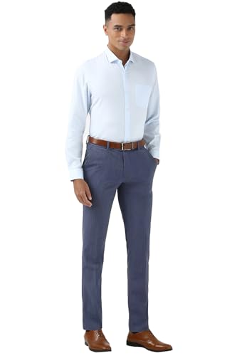 Image of Peter England Men Mid Rise Slim Fit Flat Front Trouser