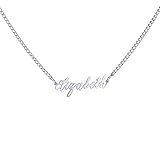 WIGERLON Collar personalizado con nombre personalizado chapado en oro blanco de 18 quilates para mujeres y niñas Plateado