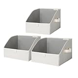 StorageWorks Closet Storage Bins, Trapezoid Organizer Box for Shelves, Fabric Clothes Bin, Foldable Organizing Baskets with Handles, Small, 3-Pack, Mixing of Beige, White & Ivory