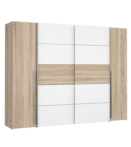 Home Heavenly® - Armario ropero, Armario de 270 cm, 2 Puertas correderas + 2 batientes Extra almacenaje Aragon.