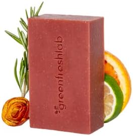 greenfreshlab Sicilian Blood Orange Organic Soap Bar, Hydrating & Anti-Inflammatory Soap for Dry & Oily Skin, Easy Anxiety & Boost Your Mood, Vegan & Cruelty Free, 4 oz