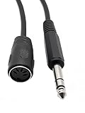 Seadream DIN 5 Pin Female to 6.35mm Male Adapter Cable,6.35mm 1/4' Jack Plug to 5 PIN MIDI DIN Female Socket TRS Stereo Audio Extension Cable for Microphone Sound Output 30cm