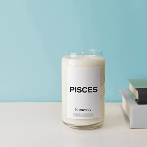 Homesick Premium Scented Zodiac/Astrology Candle, Pisces - Scents Of Muguest, Beach Moss, White Sands, 13.75 Oz, Gifts, Soy Blend Candle Home Decor #TOP2