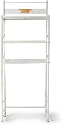 3-Tier Over Toilet Bathroom Storage Rack, Freestanding Bathroom Organizer Shelf, Space Saver Storage Unit- White, 59 × 24.5 × 166.8 cm