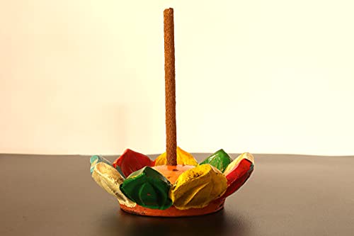 Aroma Valley Handmade Clay Lotus Incense Holder | Hand-Painted Eco-Friendly Clay Incense Burner Ash Catcher #TOP5