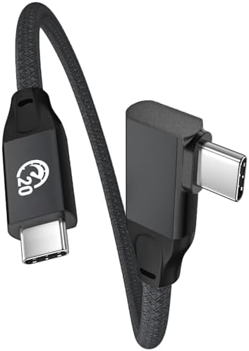 Right Angle USB C to USB C Short Cable 0.2M, USBC 90 Degree Cable 100W