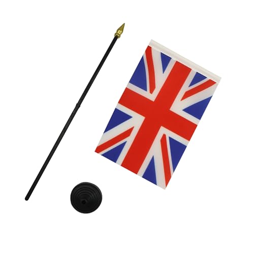 AZ FLAG - United Kingdom Table Flag 4'' x 6'' - British Mini Desk Flag 100% Polyester 15 x 10 cm - Office Mini Banner with 10'' Pole - Golden Spear